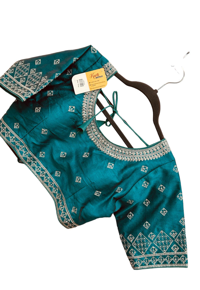Silver embroidery blouses | readymade blouse for saree - Kurti Connection USA