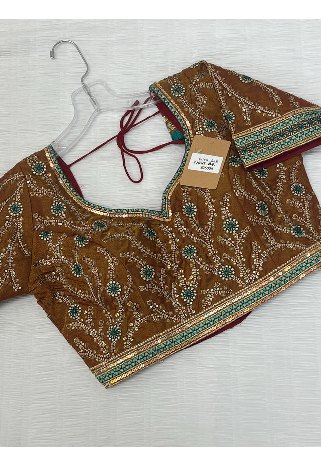 Embroidered silk blouse | readymade blouse for saree - Kurti Connection USA