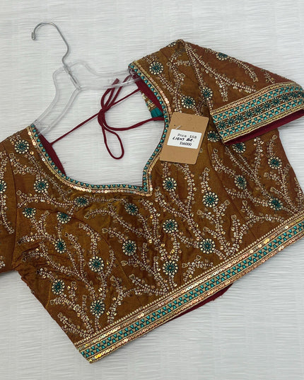 Embroidered silk blouse | readymade blouse for saree - Kurti Connection USA