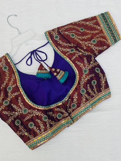 Dark brown silk blouse | readymade blouse for saree