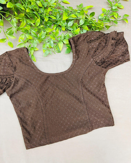 Strechable blouse | dark brown - Kurti Connection USA