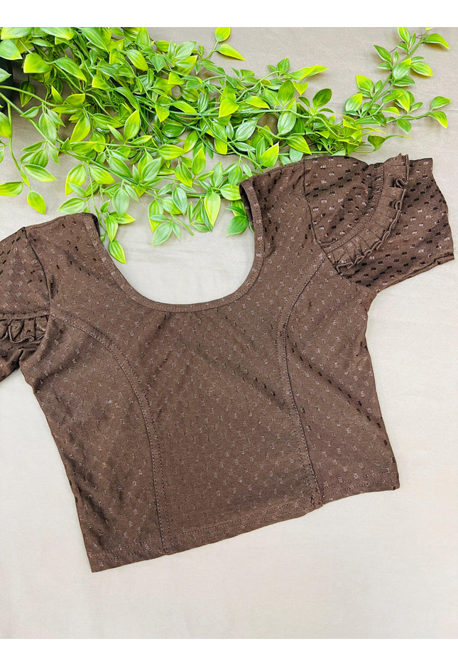 Strechable blouse | dark brown - Kurti Connection USA