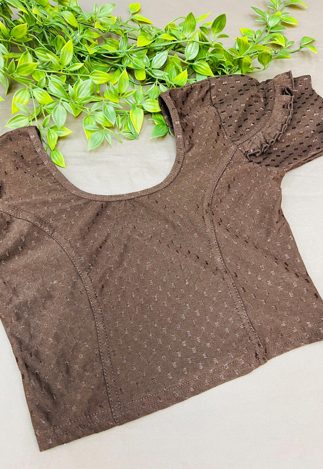 Strechable blouse | dark brown - Kurti Connection USA