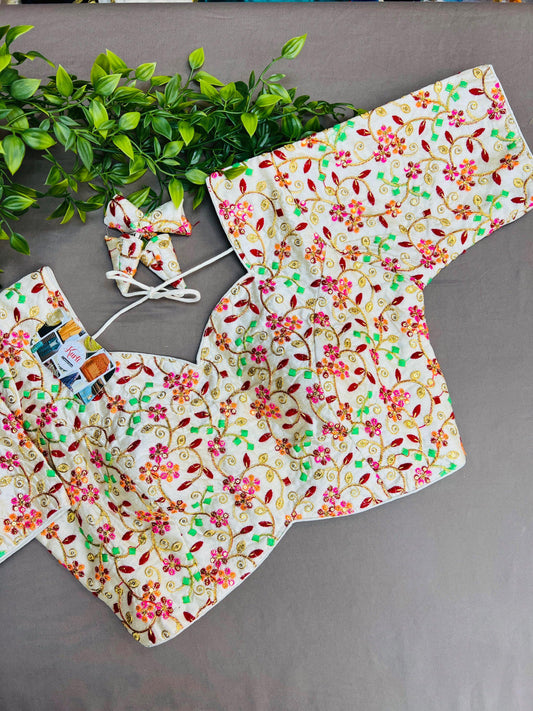 Multicolor embroidery work blouse