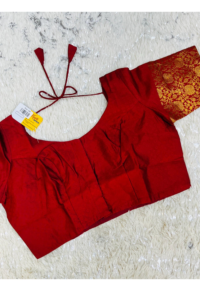 Dark maroon silk blouse - Kurti Connection USA