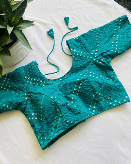 Foil mirror work blouse - Kurti Connection USA