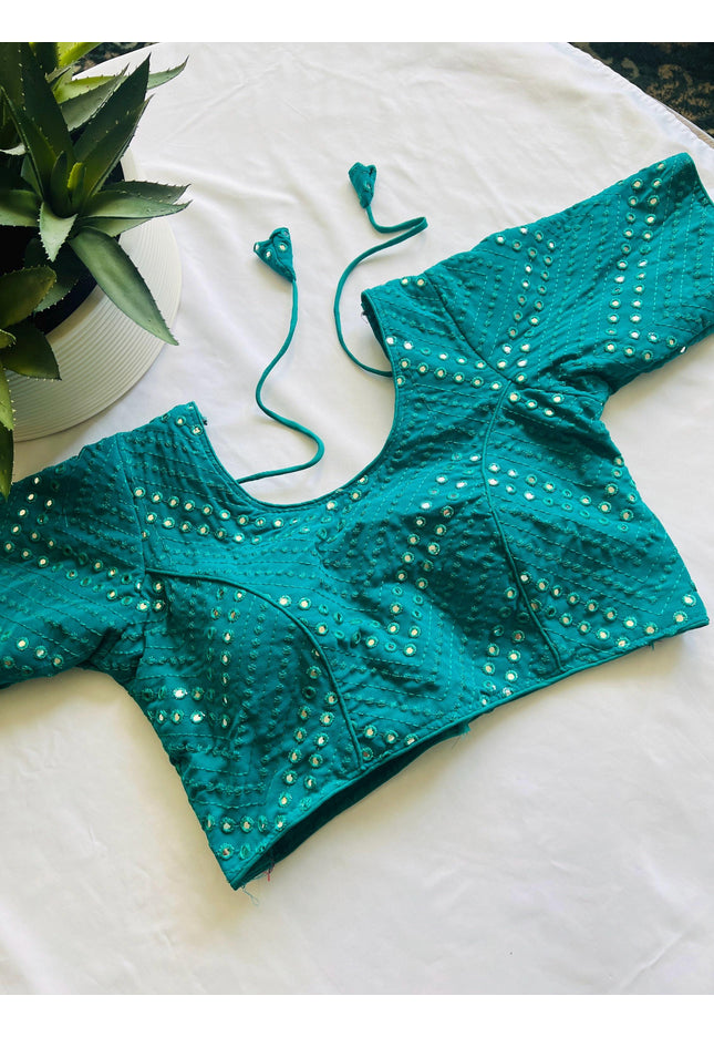 Foil mirror work blouse - Kurti Connection USA