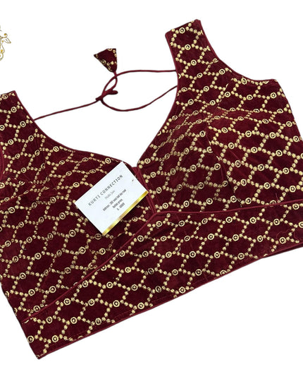 Size 36 velvet blouse - Kurti Connection USA