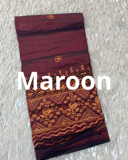 Embroidered blouse piece / unstitched blouse piece / silk material - Kurti Connection USA