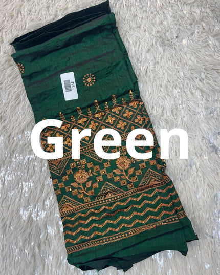 Embroidered blouse piece / unstitched blouse piece / silk material - Kurti Connection USA