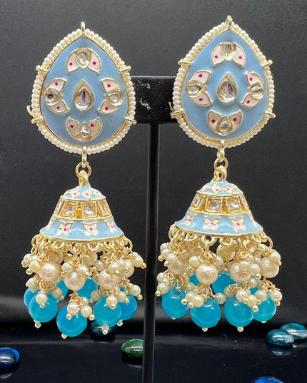 Sky blue Meenakari earrings - Kurti Connection USA