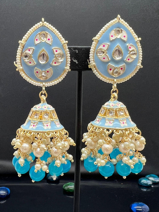 Sky blue Meenakari earrings