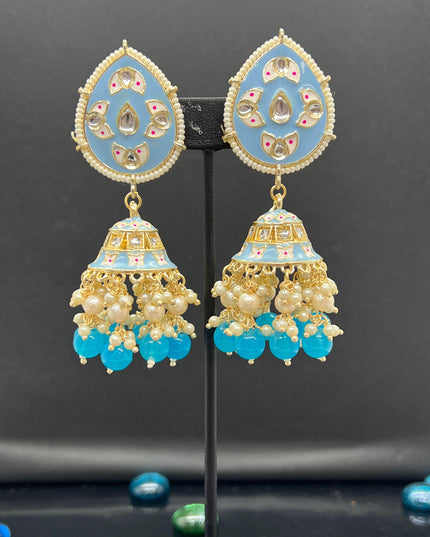 Sky blue Meenakari earrings - Kurti Connection USA