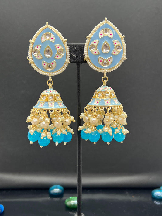 Sky blue Meenakari earrings