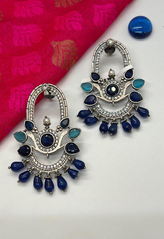 Silver look alike earrings - Kurti Connection USA