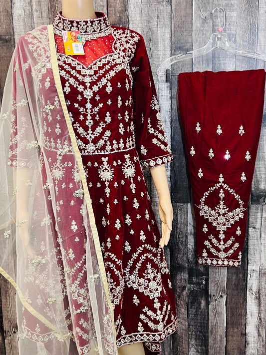 Designer Velvet long kurti with pant