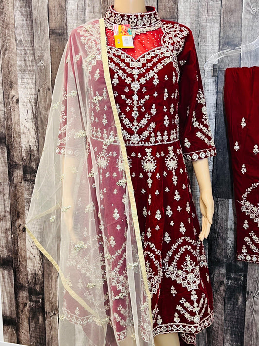 Designer Velvet long kurti with pant