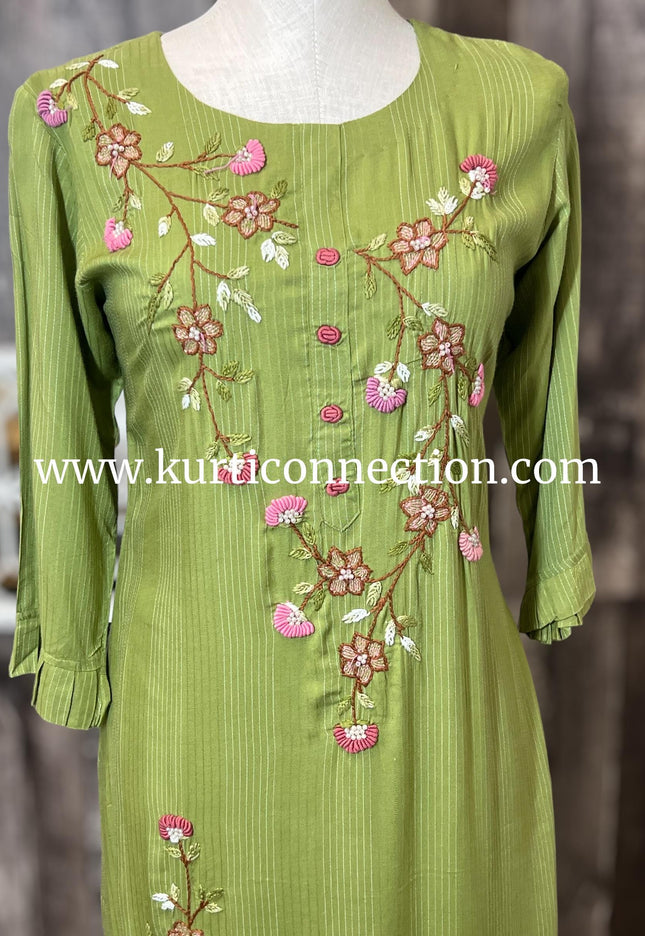 Embroidered cotton kurti - Kurti Connection USA