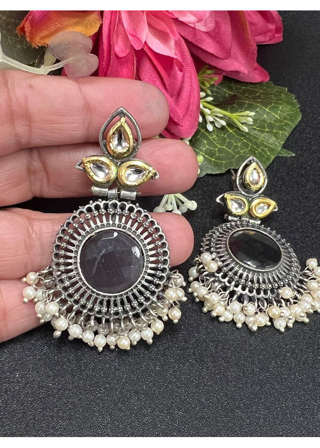 Dual tone earrings - Kurti Connection USA