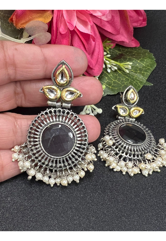 Dual tone earrings - Kurti Connection USA