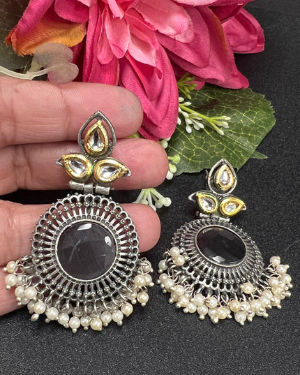 Dual tone earrings - Kurti Connection USA