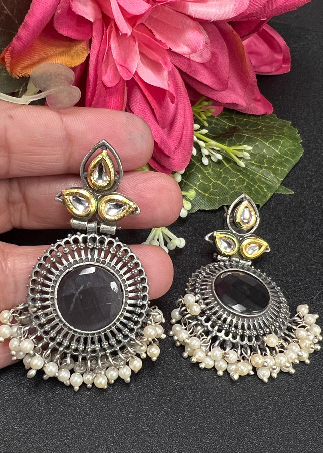 Dual tone earrings - Kurti Connection USA
