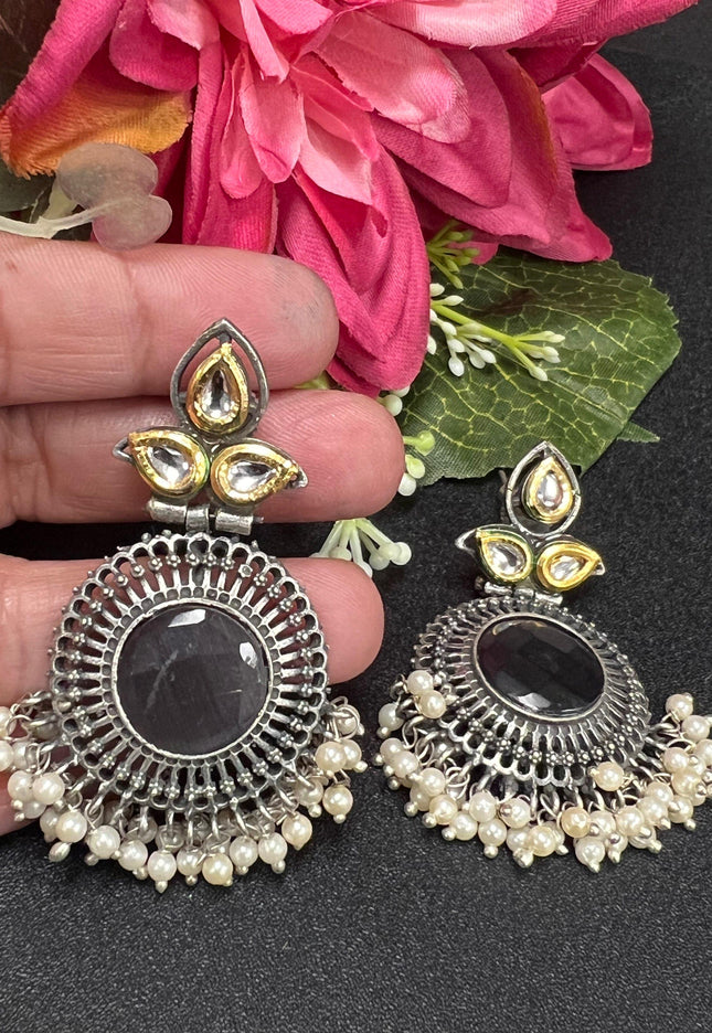 Dual tone earrings - Kurti Connection USA