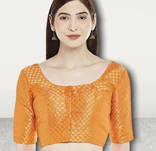 Jacquard silk blouse : Orange