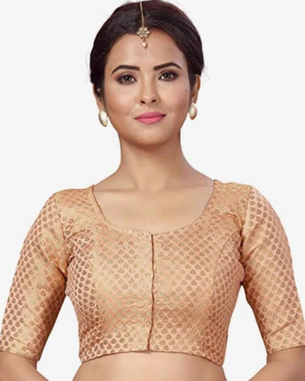 Silk blouse | light peach - Kurti Connection USA