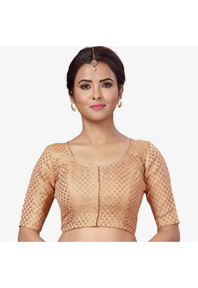Silk blouse | light peach - Kurti Connection USA