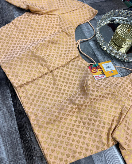 Silk blouse | light peach - Kurti Connection USA