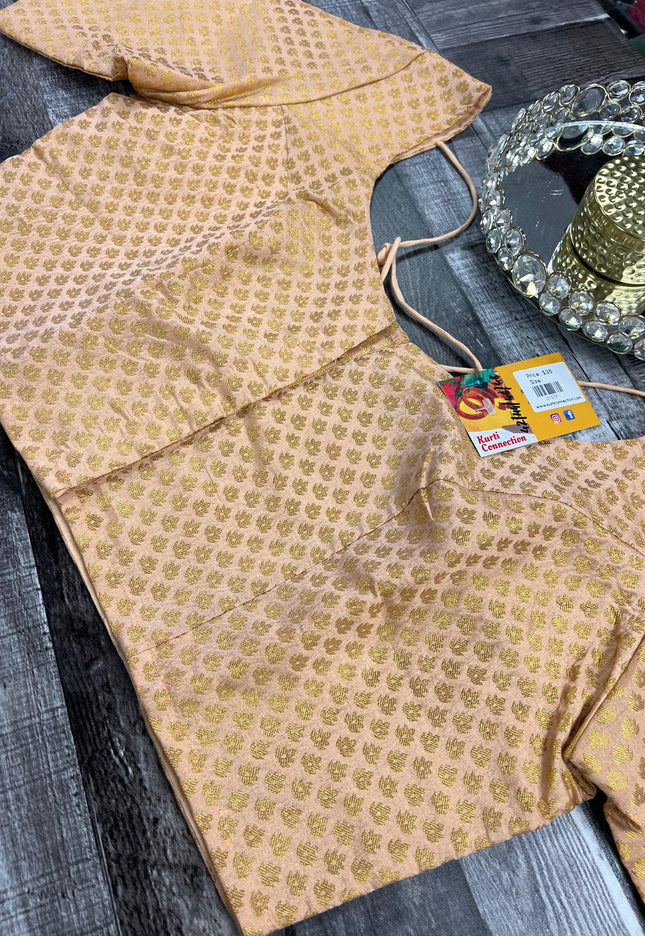 Silk blouse | light peach - Kurti Connection USA
