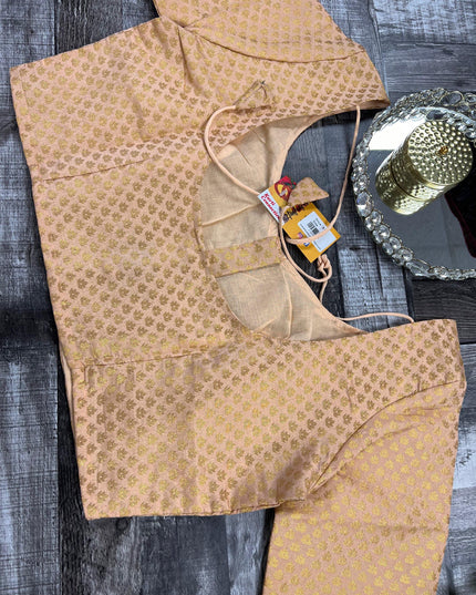 Silk blouse | light peach - Kurti Connection USA