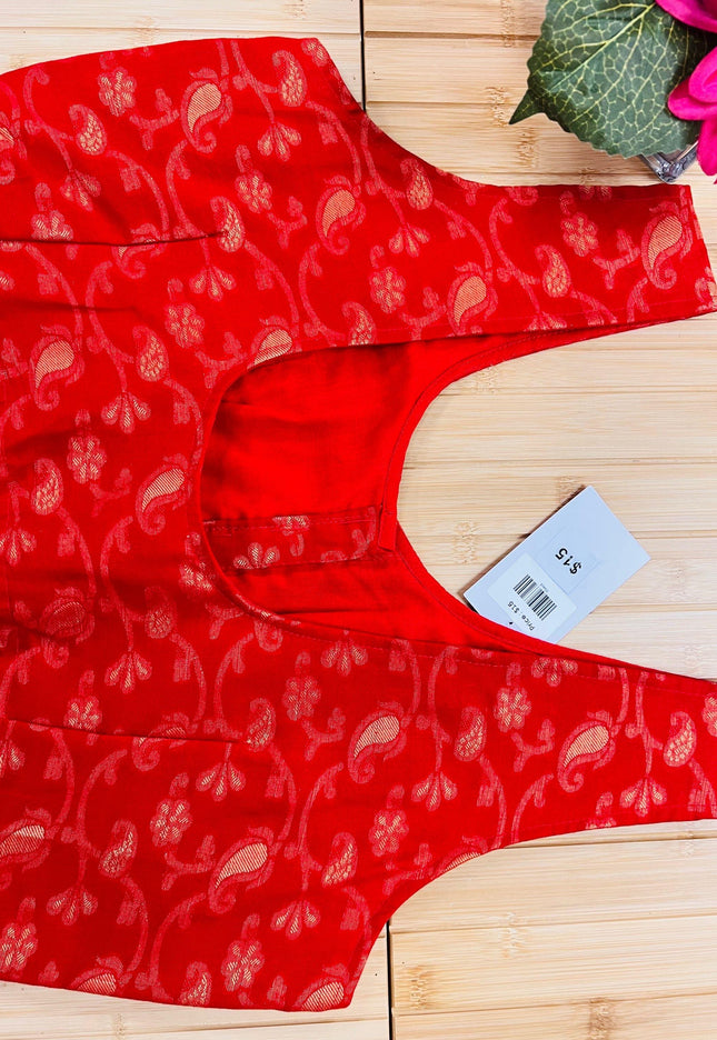 Front hooks blouse : red - Kurti Connection USA