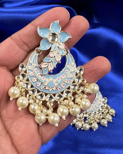 Light blue earrings | chandbali - Kurti Connection USA