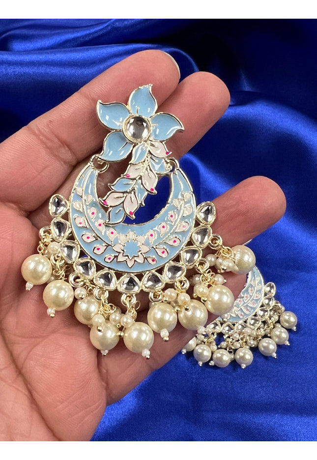 Light blue earrings | chandbali - Kurti Connection USA