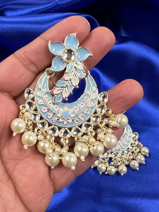 Light blue earrings | chandbali