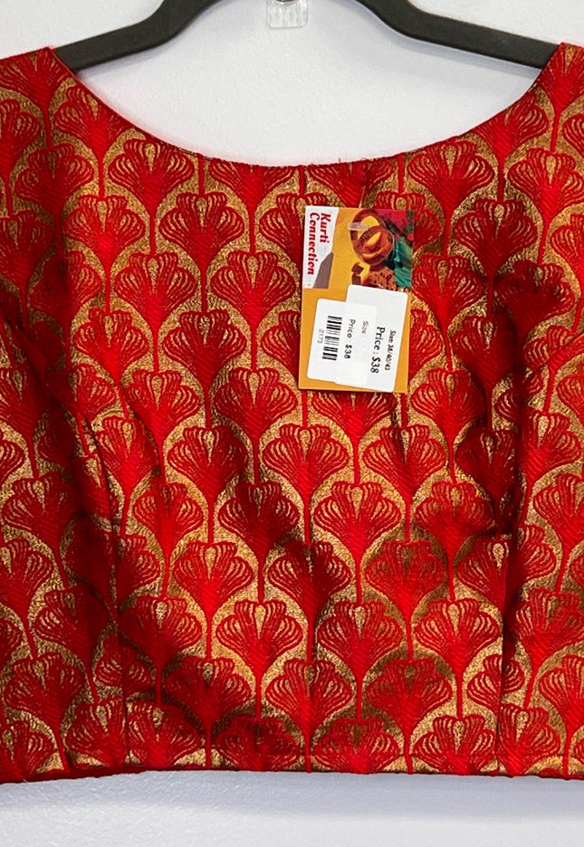 Boat neck blouse : back hooks - Kurti Connection USA