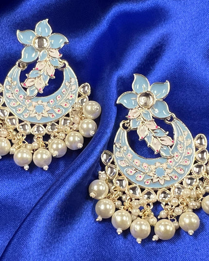 Light blue earrings | chandbali - Kurti Connection USA