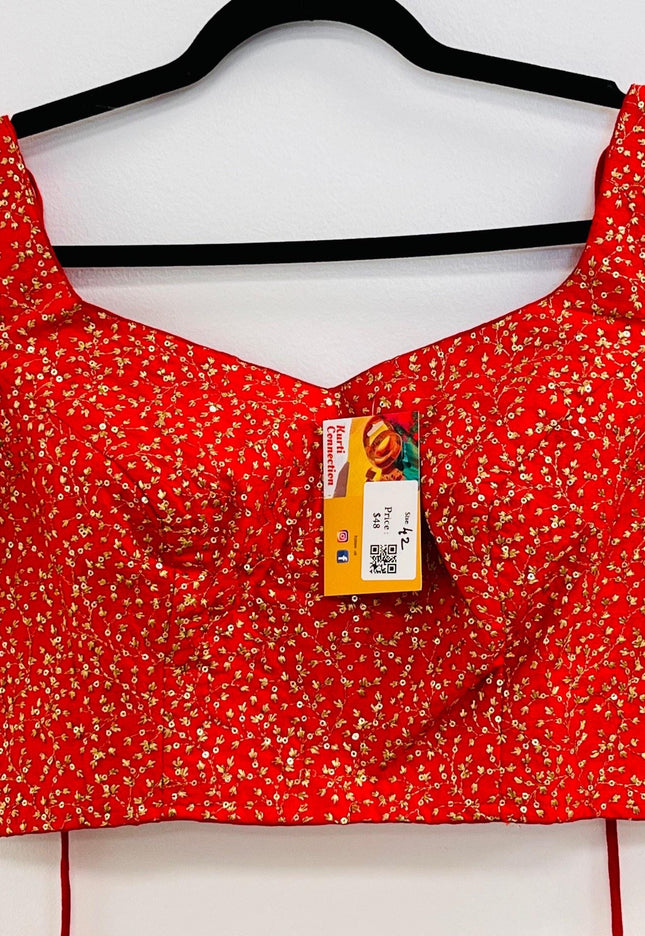Party wear silk blouse | Red blouse - Kurti Connection USA