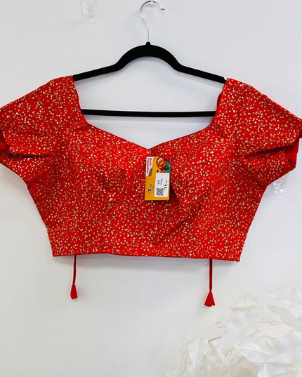 Party wear silk blouse | Red blouse - Kurti Connection USA