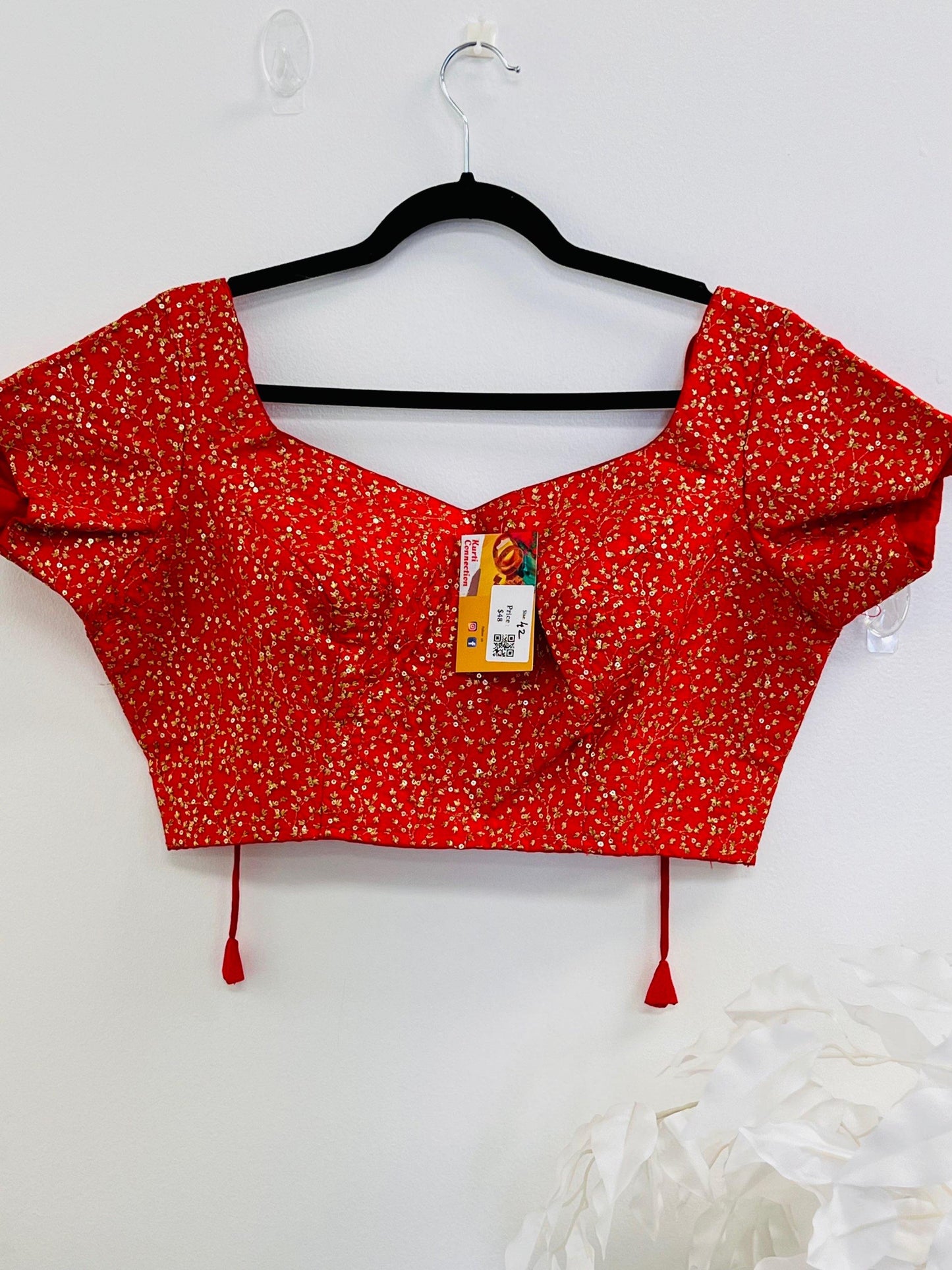Party wear silk blouse | Red blouse