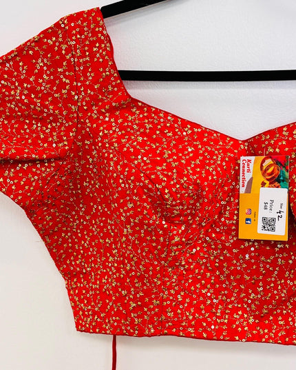 Party wear silk blouse | Red blouse - Kurti Connection USA