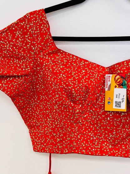 Party wear silk blouse | Red blouse