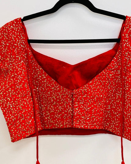 Party wear silk blouse | Red blouse - Kurti Connection USA
