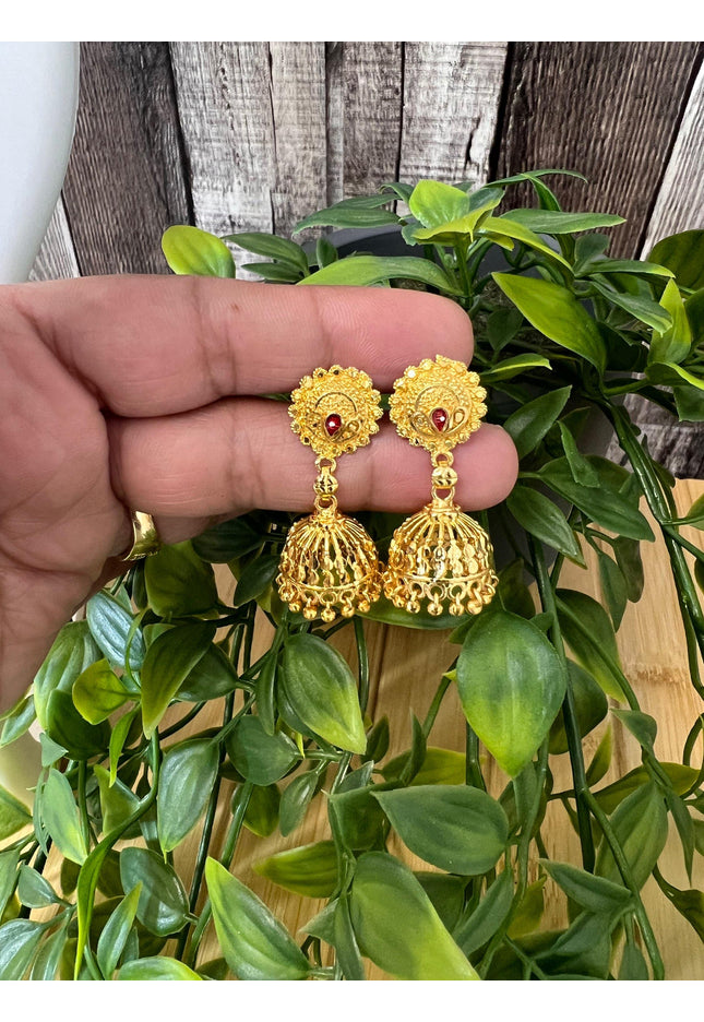 Golden jhumki | screw back - Kurti Connection USA