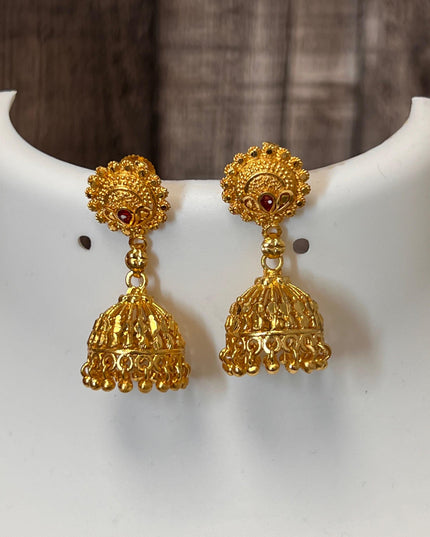 Golden jhumki | screw back - Kurti Connection USA