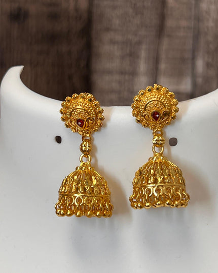 Golden jhumki | screw back - Kurti Connection USA