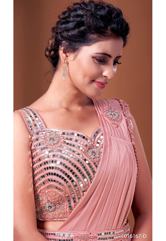 Readymade saree with heavy mirror work blouse - Kurti Connection USA