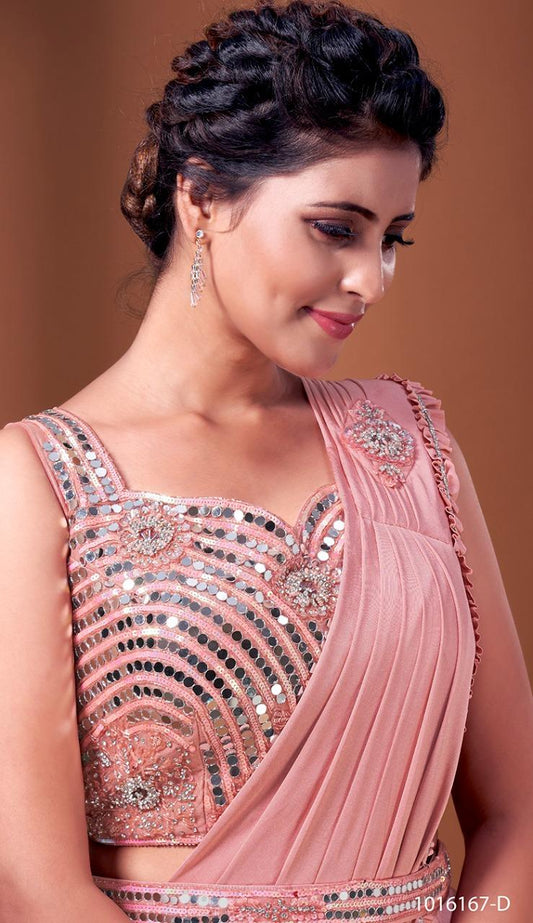 Readymade saree with heavy mirror work blouse
